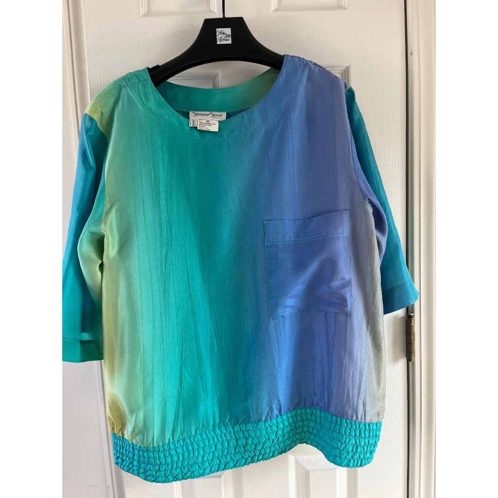 Vtg 1980s Stewart Sport By Estewart Blouse Top Saks Fifth Avenue Washable Silk